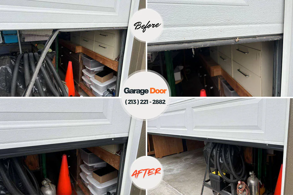 Before and after: garage door repair Bigfoot, TX